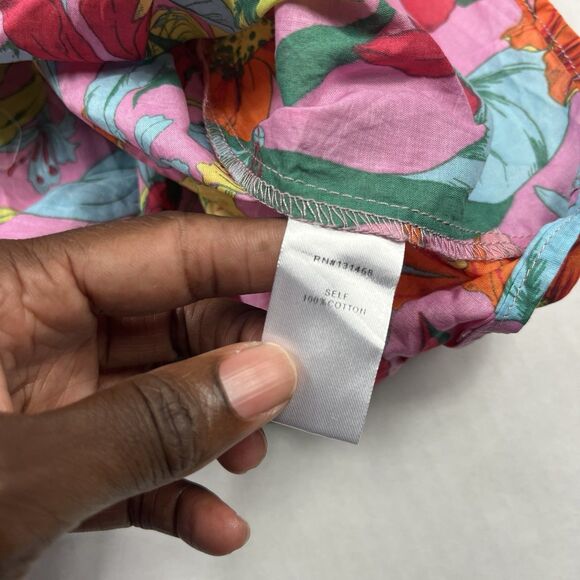 Avara Blouse Large Boho Floral Print Ruffle Sleeve Tropical Resort Casual Top - Picture 9 of 11